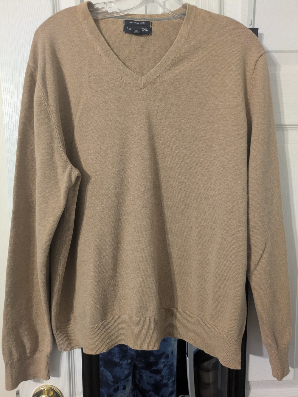 Lands' End Men's V-Neck Sweater in Tan